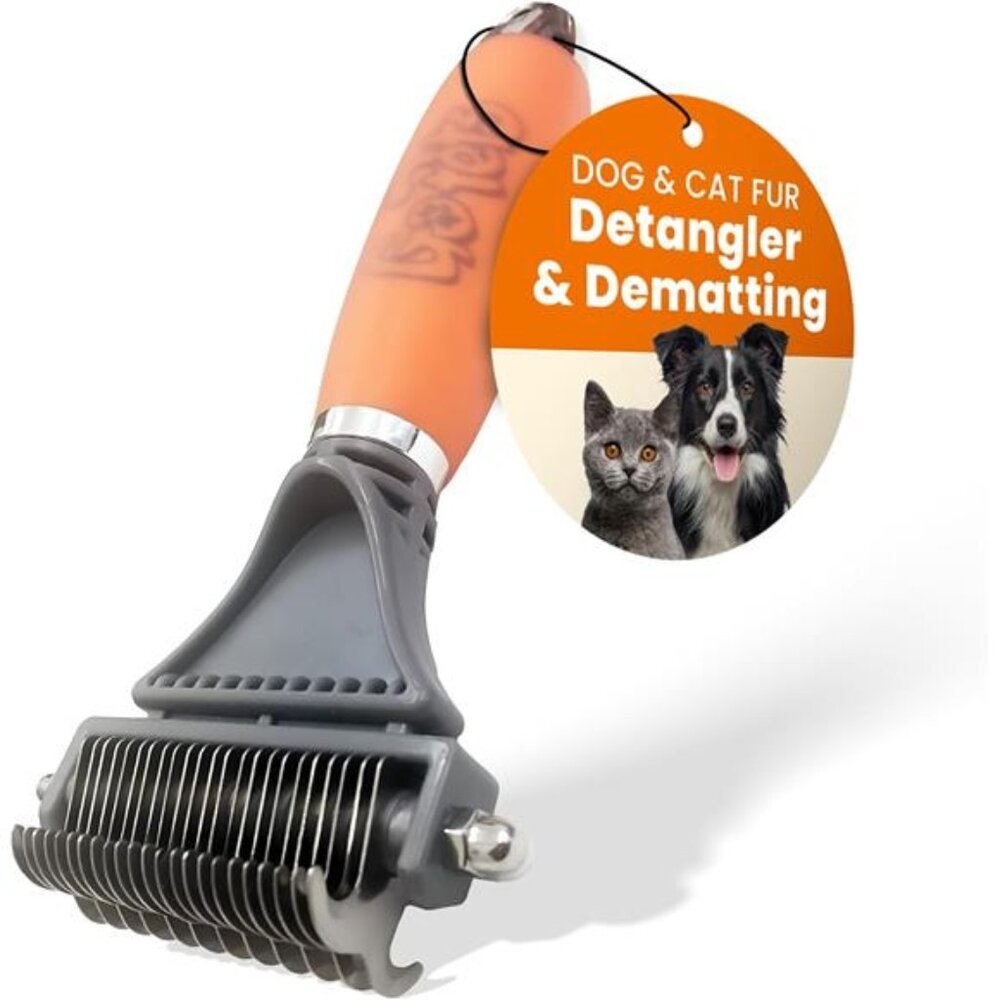 2-Sided Dematting Comb - Professional Grooming Rake for Cats & Dogs, Long Hair